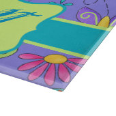 Moderne Whimsy Butterflies op Paars Monogram Snijplank (Hoek)