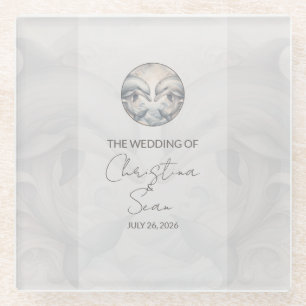 Moderne Whimsy Dolphin Wedding Glazen Onderzetter