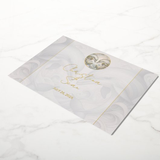 Moderne Whimsy Dolphin Wedding Gold Folie Uitnodig Folie Uitnodiging (Gedraaid)