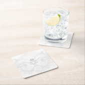 Moderne Whimsy Dolphin Wedding Vierkante Kartonnen Onderzetter (Insitu)