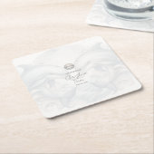 Moderne Whimsy Dolphin Wedding Vierkante Kartonnen Onderzetter (Schuin)