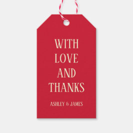 Moderne Whimsy Red Kleurrijke bruiloft Cadeaulabel