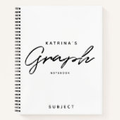 Moderne White Black Minimalist Script Graph Notitieboek (Voorkant)