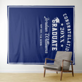 Moderne White Blue Afstuderen Photo Prop Backdrop Wandkleed (In Situ (horizontaal))
