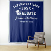 Moderne White Blue Afstuderen Photo Prop Backdrop Wandkleed (In situ)