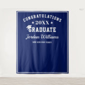 Moderne White Blue Afstuderen Photo Prop Backdrop Wandkleed (Voorkant)