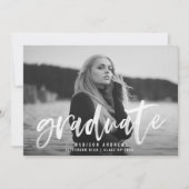 Moderne White Brush Script Graduparty Kaart (Voorkant)