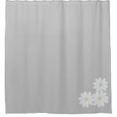 Moderne White Daisy Motif Grey Douche rideau (Devant)