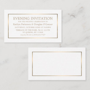 Moderne 'White & Gold Evening'-kaartje Uitnodigen Visitekaartje