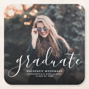 Moderne White Handwriting fotograaf Party Vierkante Kartonnen Onderzetter