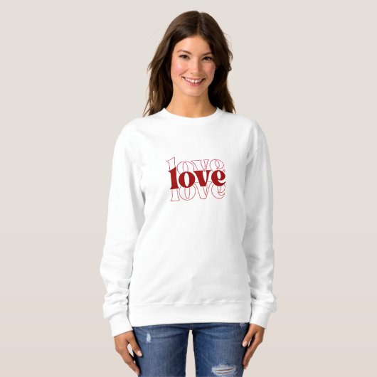 Moderne White Love Imprimer Femme Sweatshirt (Devant entier)