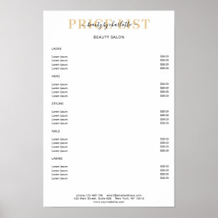 Moderne White Prijslijst Poster