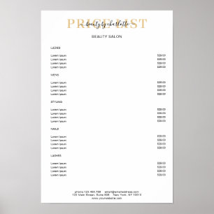 Moderne White Prijslijst Poster