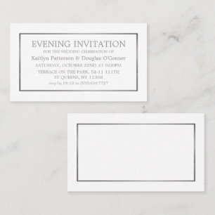 Moderne 'White & Silver Evening'-kaartje Uitnodige Visitekaartje