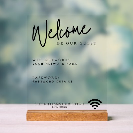 Moderne WiFi-netwerkwachtwoord Gastinformatie Acryl Bord (Neutraal)