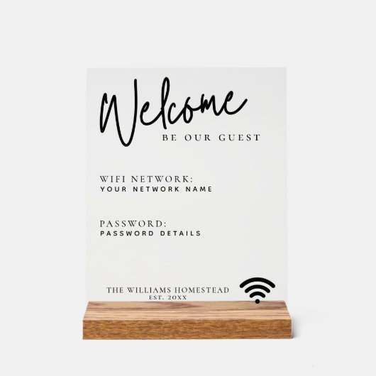 Moderne WiFi-netwerkwachtwoord Gastinformatie Acryl Bord (Voorkant)