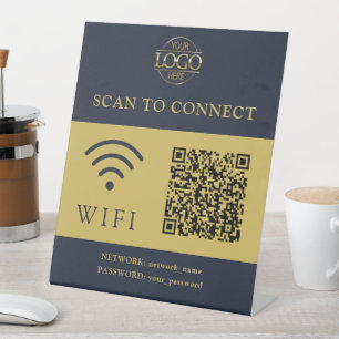 Moderne Wifi-wachtwoord & netwerk   QR-code logo Reclamebord Met Voetstuk