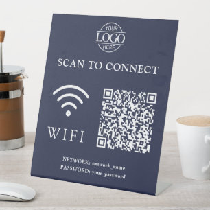 Moderne Wifi wachtwoord & netwerk   QR Code Logo Reclamebord Met Voetstuk