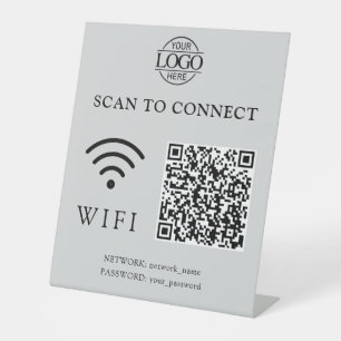 Moderne Wifi-wachtwoord & netwerk   QR-code logo Reclamebord Met Voetstuk