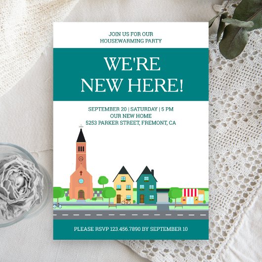 Moderne wijk Housewarming Party Kaart