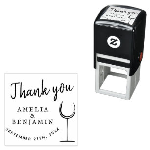 Moderne wijn Glass Dank je huwelijk Zelfinktende Stempel
