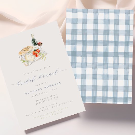Moderne Wijn & Kaas Bruids Brunch Picknick Kaart