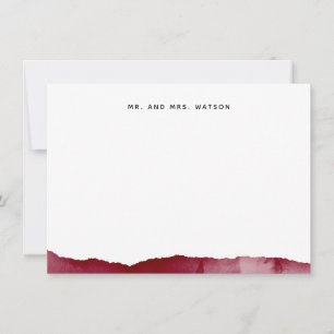 Moderne wijn Red Burgundy Splash Custom Stationery Notitiekaartje