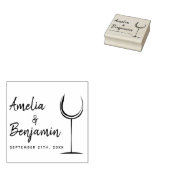 Moderne wijnglas typografie Couple`s Naam Bruiloft Rubberstempel (Gestempeld)