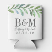 Moderne wijnstokken Botanische bruiloft gunst Blikjeskoeler (Achterkant)