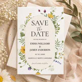 Moderne Wildbloem Bruiloft Elegante Bloem Foto Save The Date