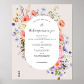 Moderne Wildbloem | Huwelijksbar Menu Poster (Voorkant)
