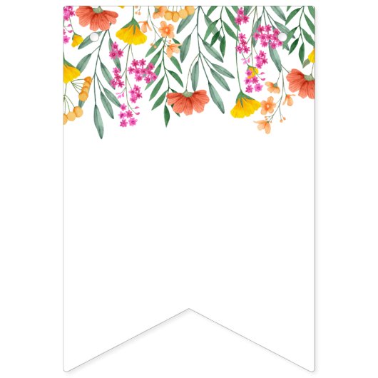 Moderne Wildbloemen Baby Meisje 1e Verjaardagsfees Vlaggetjes (Eerste vlag)