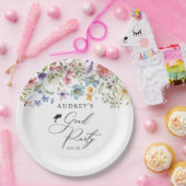 Moderne Wildbloemen Bloemen Bloemen Afstudeerder P Papieren Bordje (Feest)