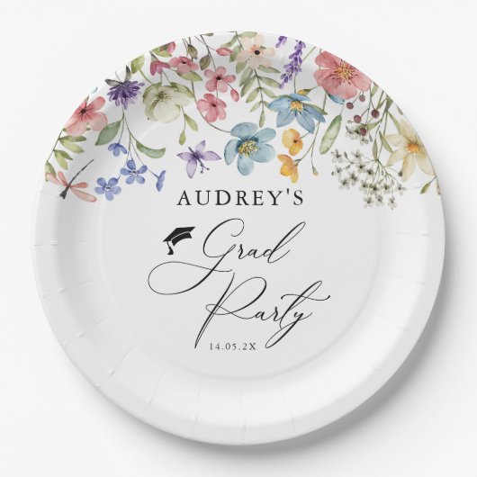 Moderne Wildbloemen Bloemen Bloemen Afstudeerder P Papieren Bordje (Voorkant)