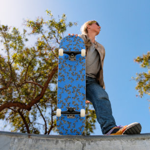 Moderne wilde blauwe zebra skateboard