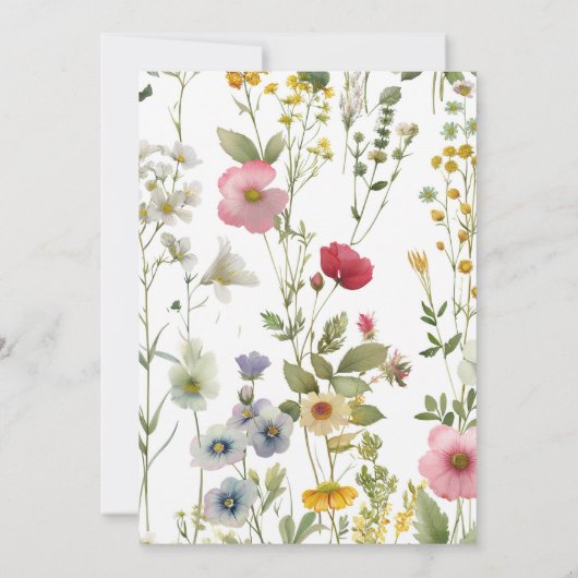 Moderne wilde bloem verjaardagsuitnodiging Boho bl Kaart (Achterkant)