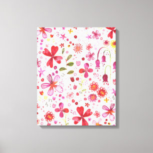 Moderne Wilde Bloem Waterverf Canvas Afdruk