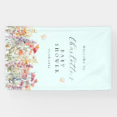 Moderne, wilde bloemen baby shower welkom  spandoek (Horizontaal)