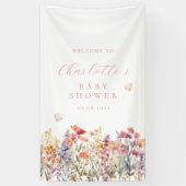 Moderne, wilde bloemen babyshower welkom spandoek (Verticaal)