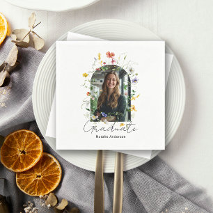 Moderne Wilde Bloemen Boog Foto Witte Afstudeerfee Servet