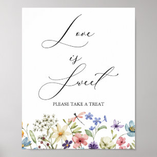 Moderne Wilde Bloemen Bruiloft Feest Love is Sweet Poster