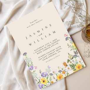 Moderne Wilde Bloemen Bruiloft Kaart