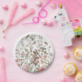 Moderne wilde bloemen en vogels Verjaardag of Douc Papieren Bordje (Feest)