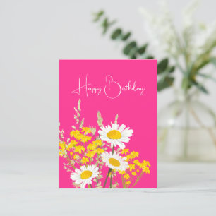 Moderne Wilde Bloemen Gelukkige Verjaardag Briefkaart