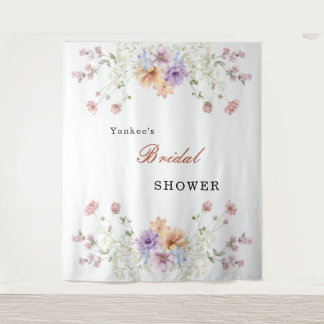 Moderne wilde bloemen lente bruiloft achtergrond d wandkleed