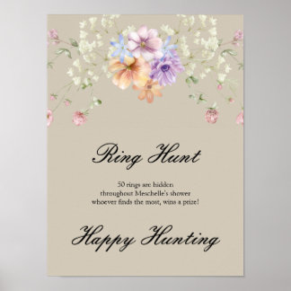 Moderne wilde bloemen lente bruiloft Bruidsfeest P Poster