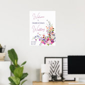 Moderne wilde bloemen script bruiloft welkom poster (Thuiskantoor)