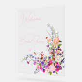 Moderne wilde bloemen script vrijgezellenfeest wel acryl bord (Hoek)