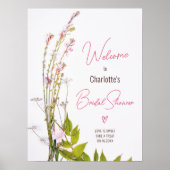 Moderne wilde bloemen script vrijgezellenfeest wel poster (Voorkant)