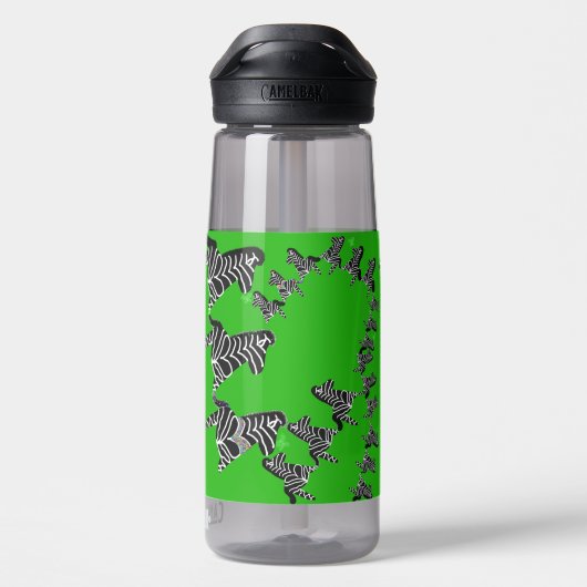 Moderne wilde groene zebra waterfles (Achterkant)